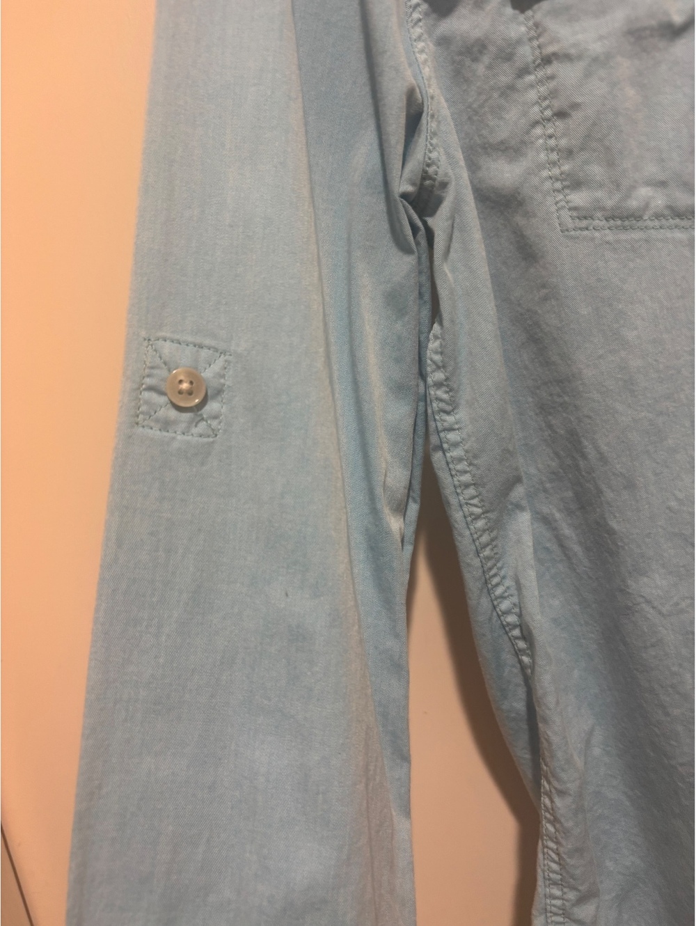 Calvin Klein Jeans Chambray Button Up Shirt Women’s Small Blue Cotton Top - Picture 3 of 8